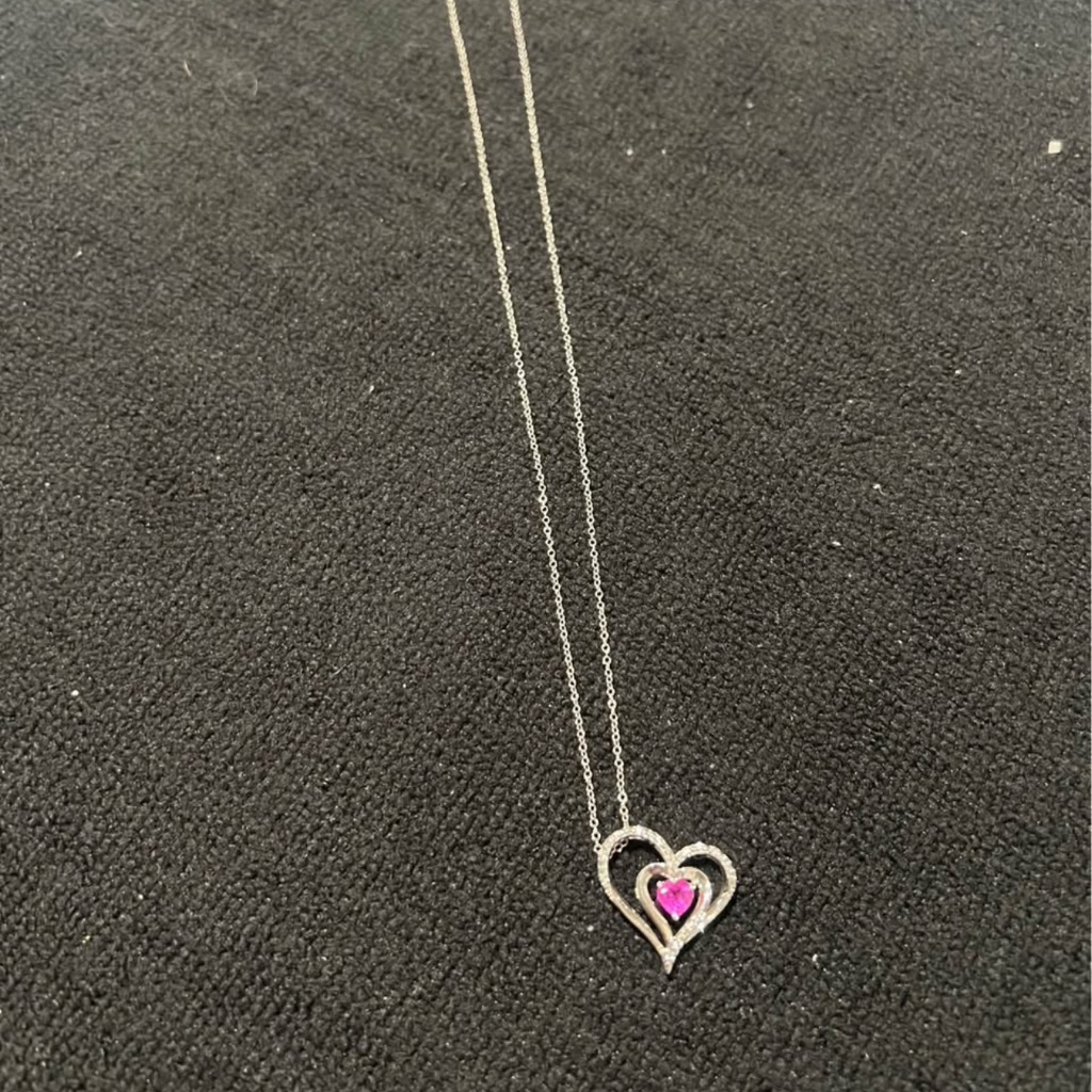 Zales Silver Heart Necklace With Pink Accent 25$